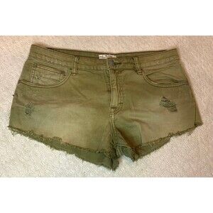 Free People Women’s Green Denim Shorts Size 28 High Rise Casual Boho Festival